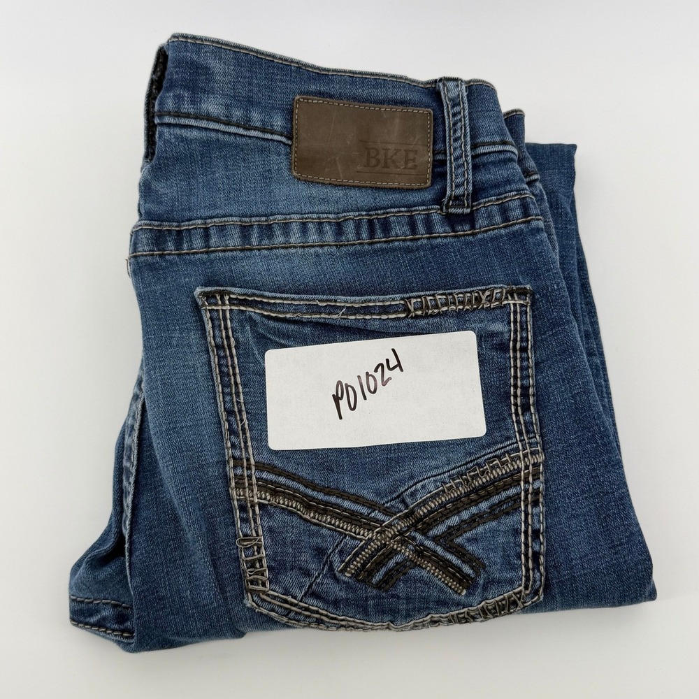 BKE Alec Straight Leg Jeans Mens 31R Medium Wash Faded Denim Pants - Picture 13 of 13